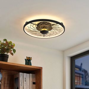 Lindby - LED plafondlamp- met dimmer - 1licht - staal - H: 11 cm - zand, goud - Inclusief lichtbron