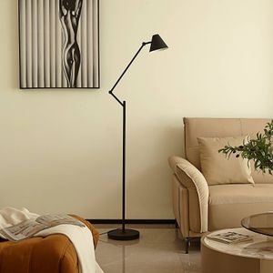 Lucande - vloerlamp - 1licht - staal - H: 160 cm - E27 - zandzwart, wit
