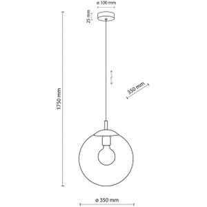 TK Lighting Hanglamp Esme, glas, grafiet-transparant, 1-lamp, Ø 35 cm