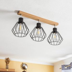 Envostar Vento plafondlamp zwart/eiken 3-lamps