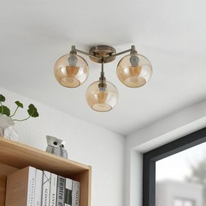 Lindby Jemissa plafondlamp, 3-lamps, amber