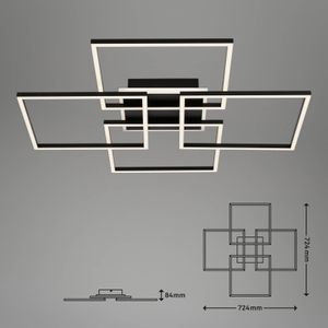 Briloner Frame S LED plafondlamp, 72,4x72,4 cm, zwart