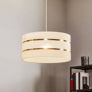 HELAM Hanglamp Helen textielen kap wit-goud Ø 40 cm