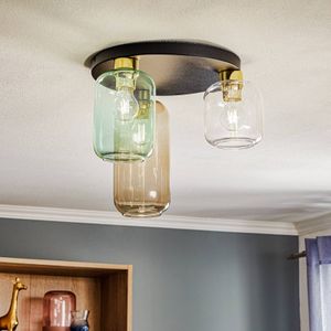 TK Lighting Marco Groen plafondlamp, 3-lamps helder/groen/bruin