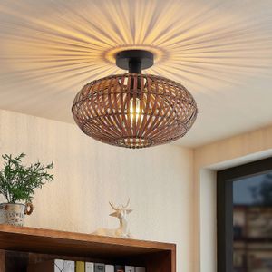 Lindby Majeora plafondlamp, bamboe, donkerbruin