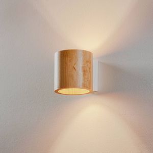 SOLLUX LIGHTING Ara wandlamp als houten cilinder