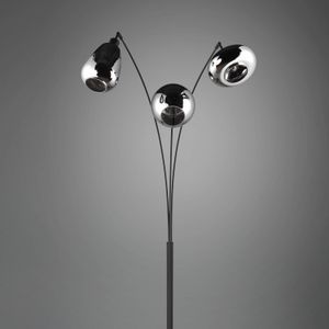 Trio Lighting Vloerlamp LUMINA, 3-lamps, zwart/chroom, glas