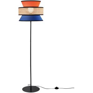 Lindby Nymar vloerlamp, stof, zwart-goud