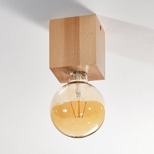 Lamkur Plafondlamp Block, hout vierkant, natuur