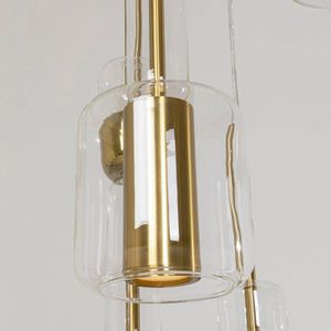 Kare Candy Bar hanglamp, goudkleurig, staal, glas, 6-lamps.