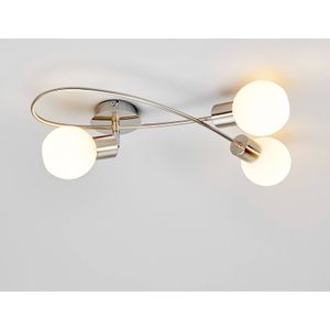 Lindby Plafondlamp Elaina 3-lamps langwerpig mat nikkel
