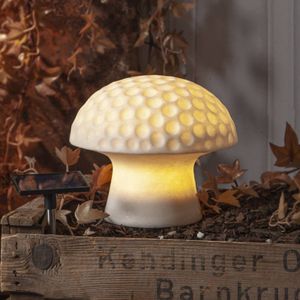 STAR TRADING LED lamp op zonne-energie Sandy Hoogte 15,7 cm witte plastic paddenstoelvorm