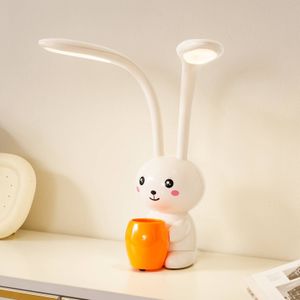 LED-bureaulamp Haas Lindby, dimbaar, crème / amber, Kinderkamer, Kunststof, Jong wonen, LED bureaulamp