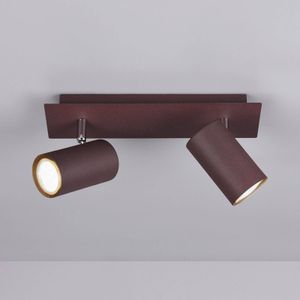 Trio Lighting Marley plafondspot, roestkleur 2-lamps Marley, dimbaar, bruin / roest, Woon-/ Eetkamer, metaal, Modern, halogeen spot