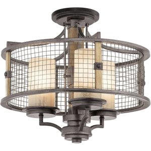 KICHLER Plafondlamp Ahrendale, dimbaar, alu / grijs / zink, Woon-/ Eetkamer, metaal, Landelijk, plafondlamp