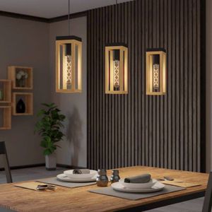 EGLO Nafferton hanglamp van hout, 3-lamps
