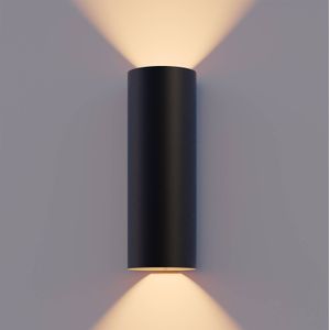 Calex LED buitenwandlamp Rond, omhoog/omlaag, hoogte 23 cm, zwart