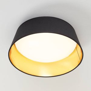 Reality Leuchten Zwart-gouden textiel plafondlamp Ponts met LED's