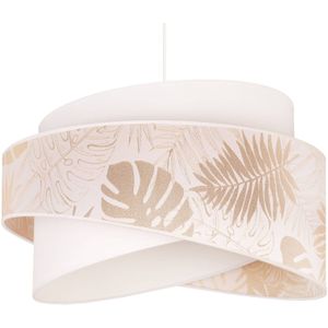 Duolla Hanglamp Brooklyn, wit, gouden bladpatroon