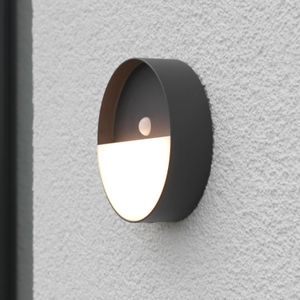 Eco-Light Meg LED buitenwandlamp, antraciet, Ø 15 cm, sensor