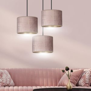 EMIBIG LIGHTING Hanglamp Jari stoffen kap 3-lamps rond rosé-goud