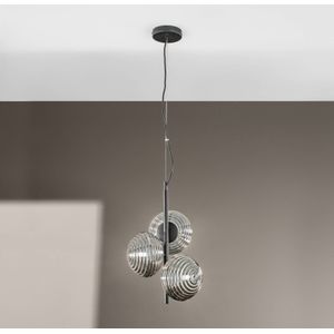 Eco-Light Ripple hanglamp, zwart/chroom, 3-lamps