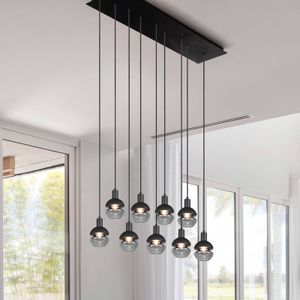 Trio Lighting Hanglamp Mela, hoekig, 9-lamps, zwart