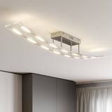 Lindby - LED Plafondlamp- met Dimmer - 16 Lichts - Gla - Metaal - H: 15 cm - Mat Nikkel