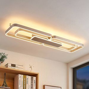 Lucande Kadira LED plafondlamp, 120 cm, nikkel