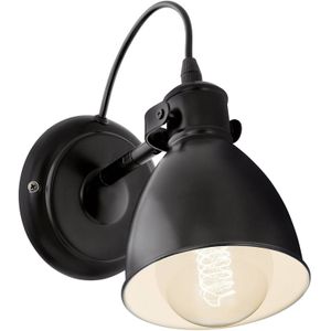 EGLO Vintage-wandlamp Priddy, zwart