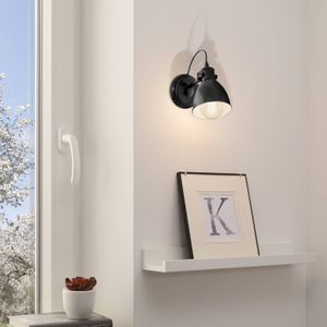 EGLO Vintage-wandlamp Priddy, zwart