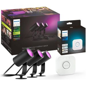 Philips - Hue LED Spot Lily - Set van 3 - Zwart - Aluminium - Modern