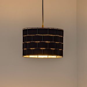 HELAM Hanglamp Atlanta, zwart, Ø 30 cm, textiel, E27