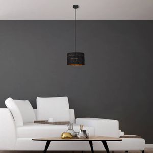 HELAM Hanglamp Atlanta, zwart, Ø 30 cm, textiel, E27