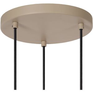 Lucide Hanglamp Evora, 3-lamps, rondel, taupe