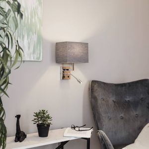 Nowodvorski Lighting Wandlamp Hotel met flexibele arm en textielen kap, grijs