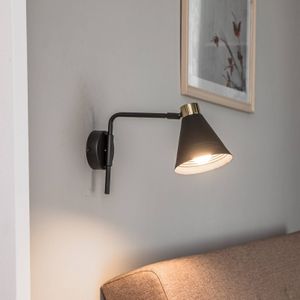 Euluna Wandlamp Avalon projectie 34cm zwart/messing