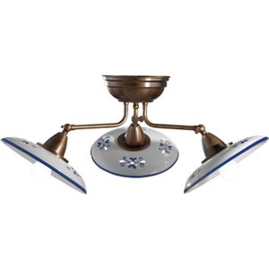 Cremasco Plafondlamp Bassano, dimbaar, brons / oud-messing, Woon-/ Eetkamer, Messing, Landelijk, plafondlamp