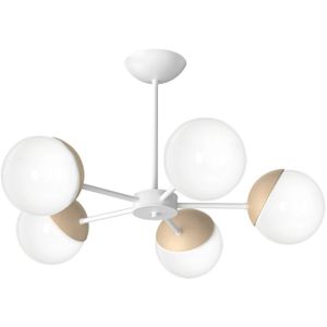 Eko-Light Plafondlamp Sfera 5-lamps afstand glas/hout