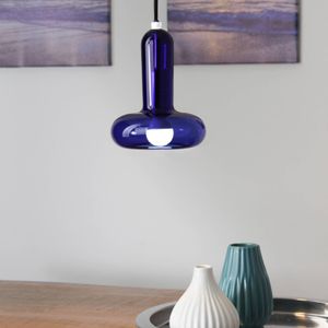Eco-Light Hanglamp Perseus, blauw, Ø 15 cm, glas, dimbaar