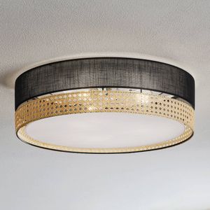 TK Lighting Plafondlamp Paglia zwart/rotan, Ø 45 cm