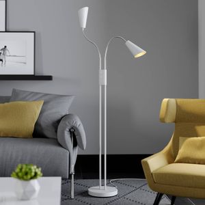 Lucande Medira vloerlamp, 2-lamps, wit
