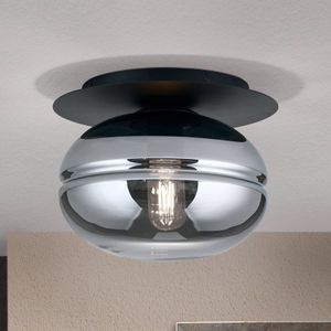 ORION Plafondlamp Richard, metaal zwart, glas rook