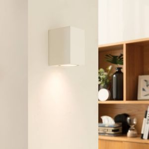 Prios buitenwandlamp Tetje, wit, hoekig, 10 cm, set van 4