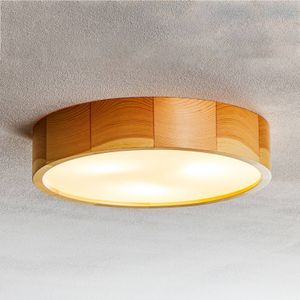 TEMAR LIGHTING Cleo plafondlamp, Ø 37,5cm, 3-lamps, dennenhout, E27