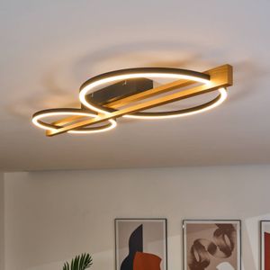 Eco-Light Plafondlamp Tovak, grenen, lengte 75,8 cm, 2-lamps hout
