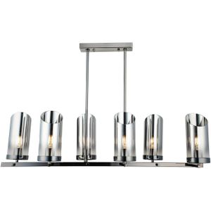 Lucea Kroonluchter Padrela lineair zwart-chroom 6-lamps