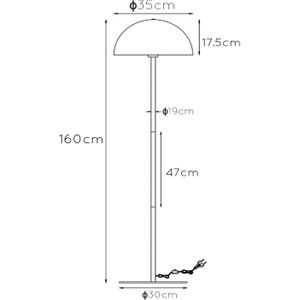 Lucide Vloerlamp Siemon van staal, Ø 35 cm, okergeel