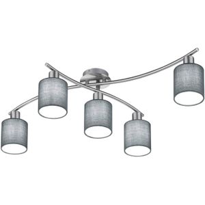 Trio Lighting Plafondlamp Garda - 5-flg. met grijze kappen