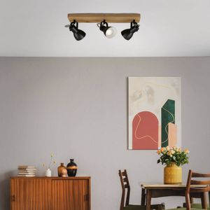 Briloner Arbo plafondspot met houten element, 3-lamps